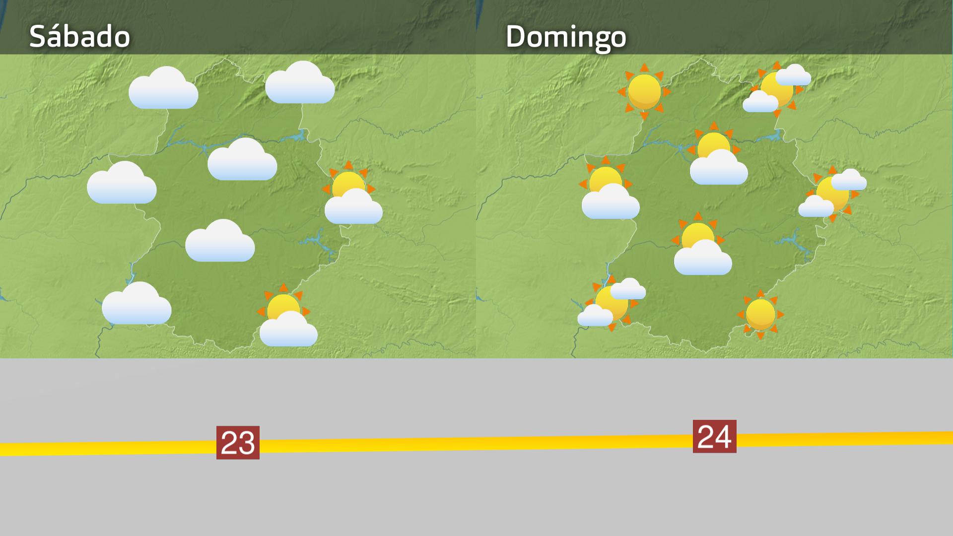 Mapa de previsión sábado 19 y domingo 20 de octubre