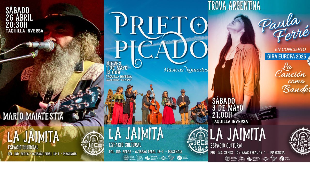 El espacio La Jaimita de Plasencia acogerá los conciertos de Mario Malatestta, Prieto Picado y Paula Ferré