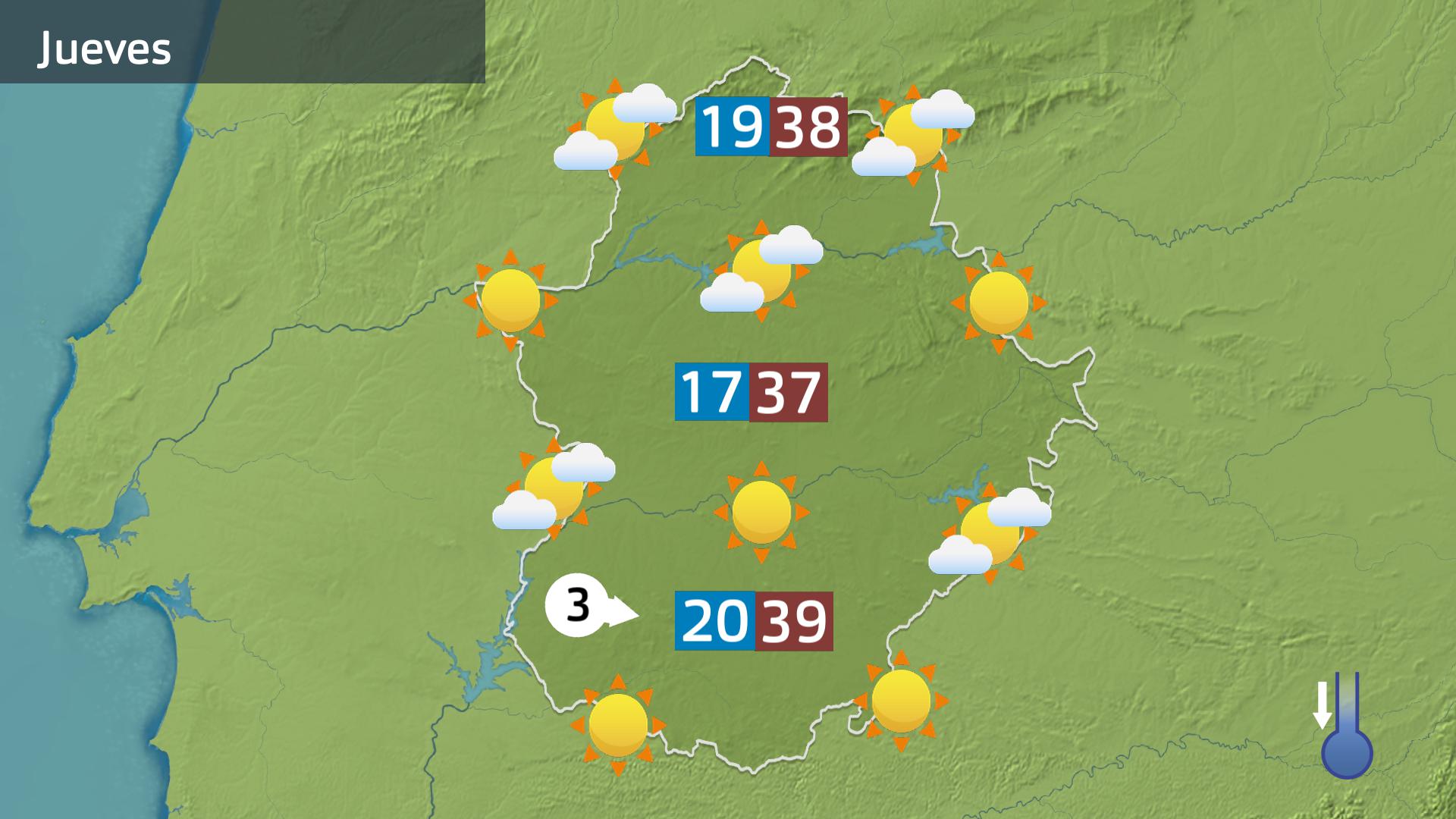 Mapa de previsión del jueves 17 de julio