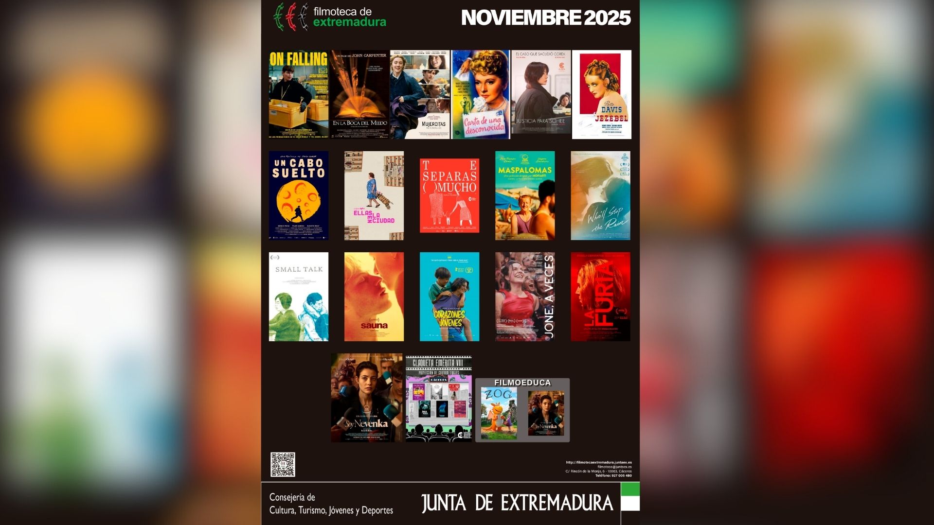 Programación de la Filmoteca de Extremadura en noviembre
