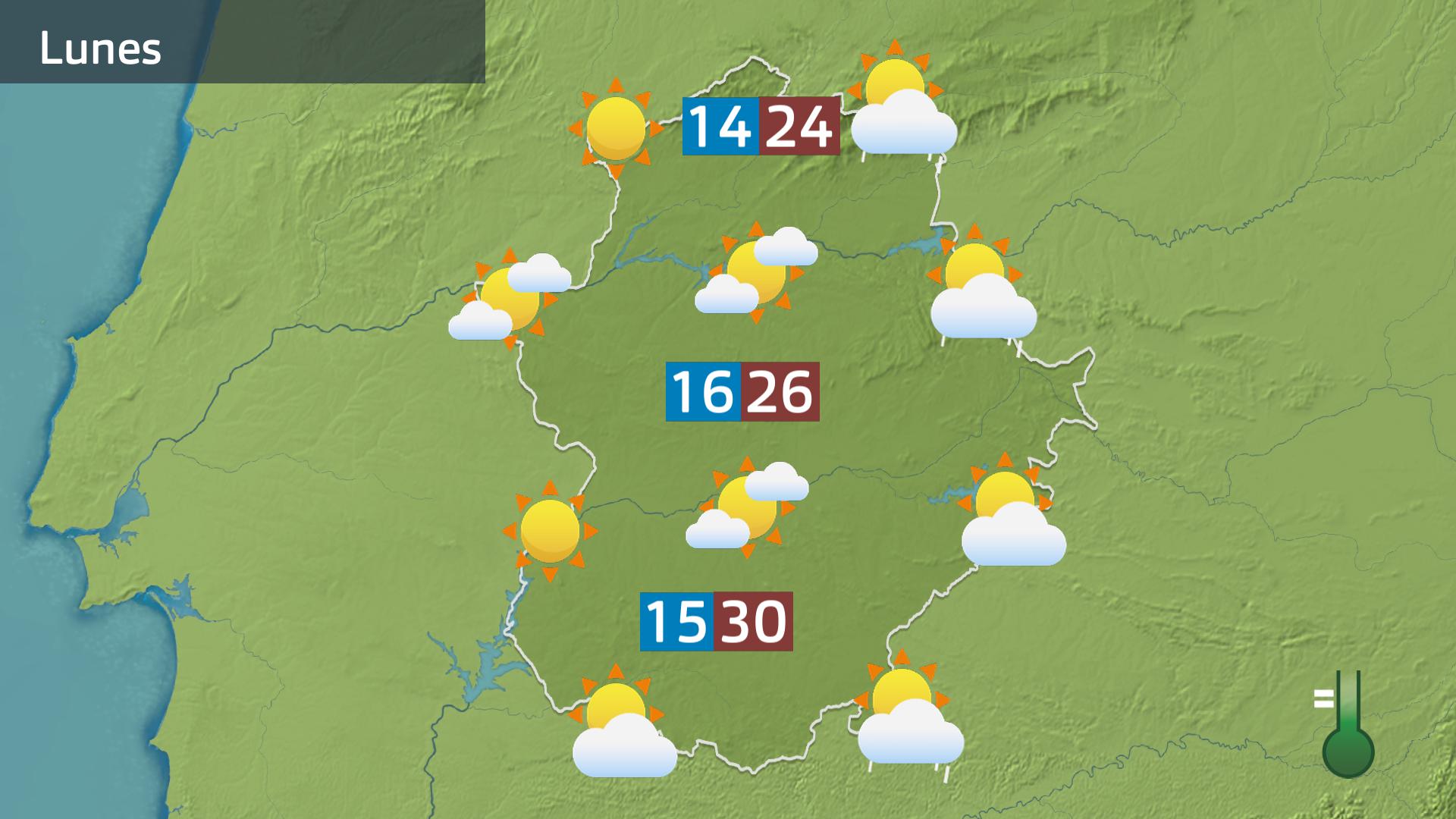 Mapa de previsión del lunes 13 de octubre