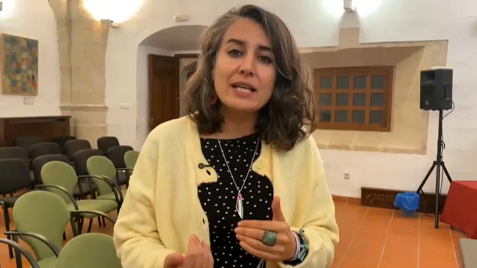 Irene de Miguel, de Unidas por Extremadura, en Valencia de Alcántara
