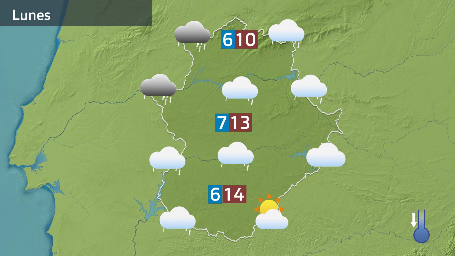 Mapa de previsión del lunes 15 de diciembre