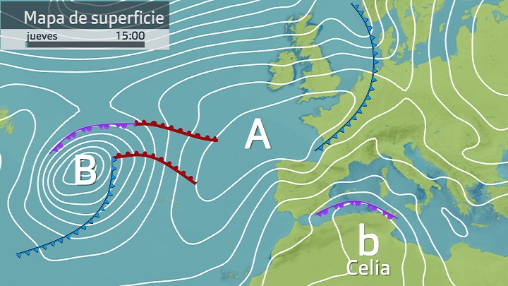 Mapa de presión atmosférica del jueves 15 de marzo a las 15 horas