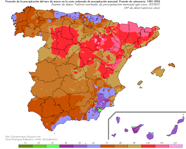 Orden de mes más lluvioso de marzo
