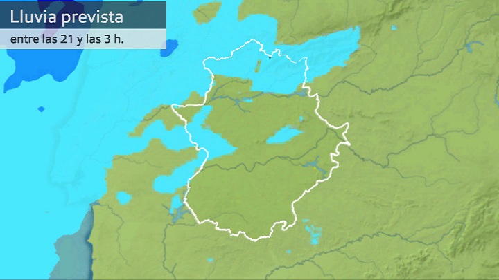 Lluvia acumulada prevista entre las 21 h. de hoy y las 3 h. de mañana