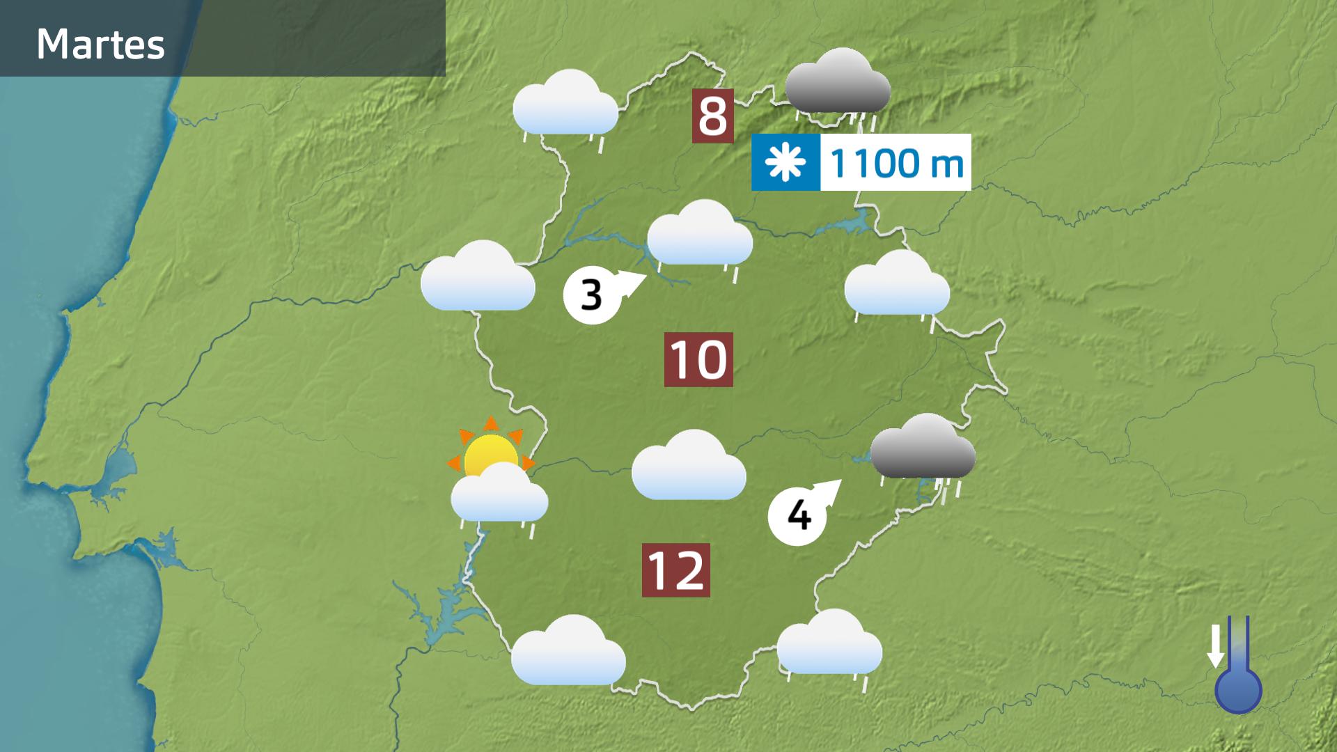 Mapa de previsión para hoy martes 27 de enero