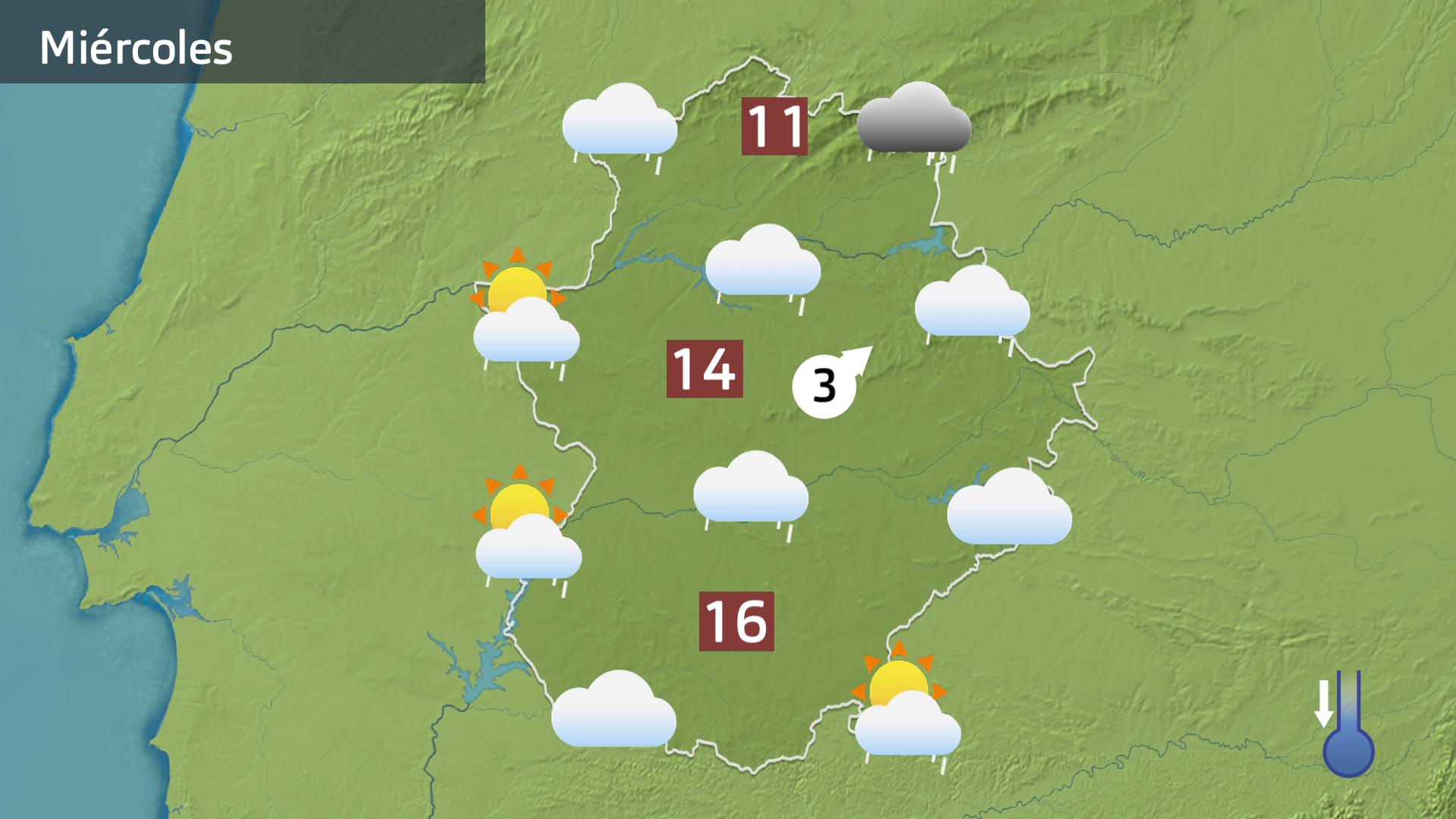 Mapa de previsión para hoy miércoles 18 de febrero