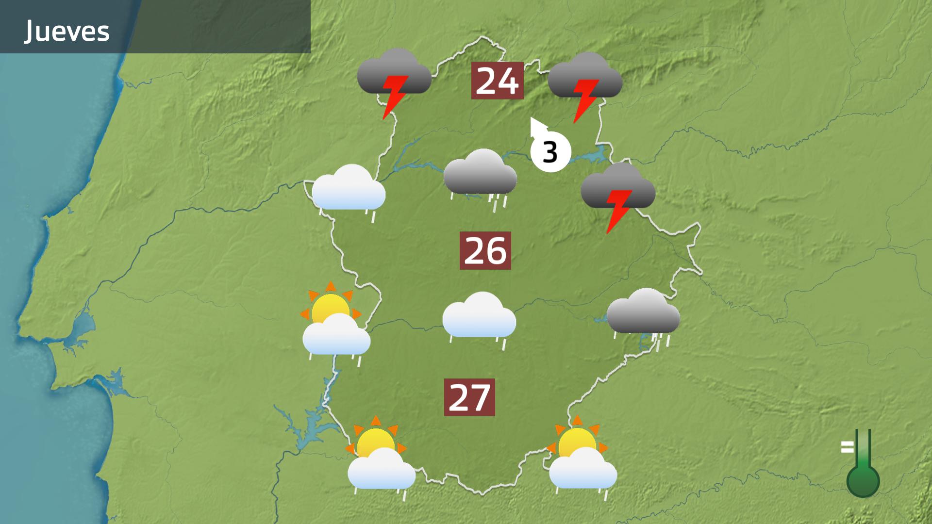 Mapa de previsión para hoy jueves 23 de abril