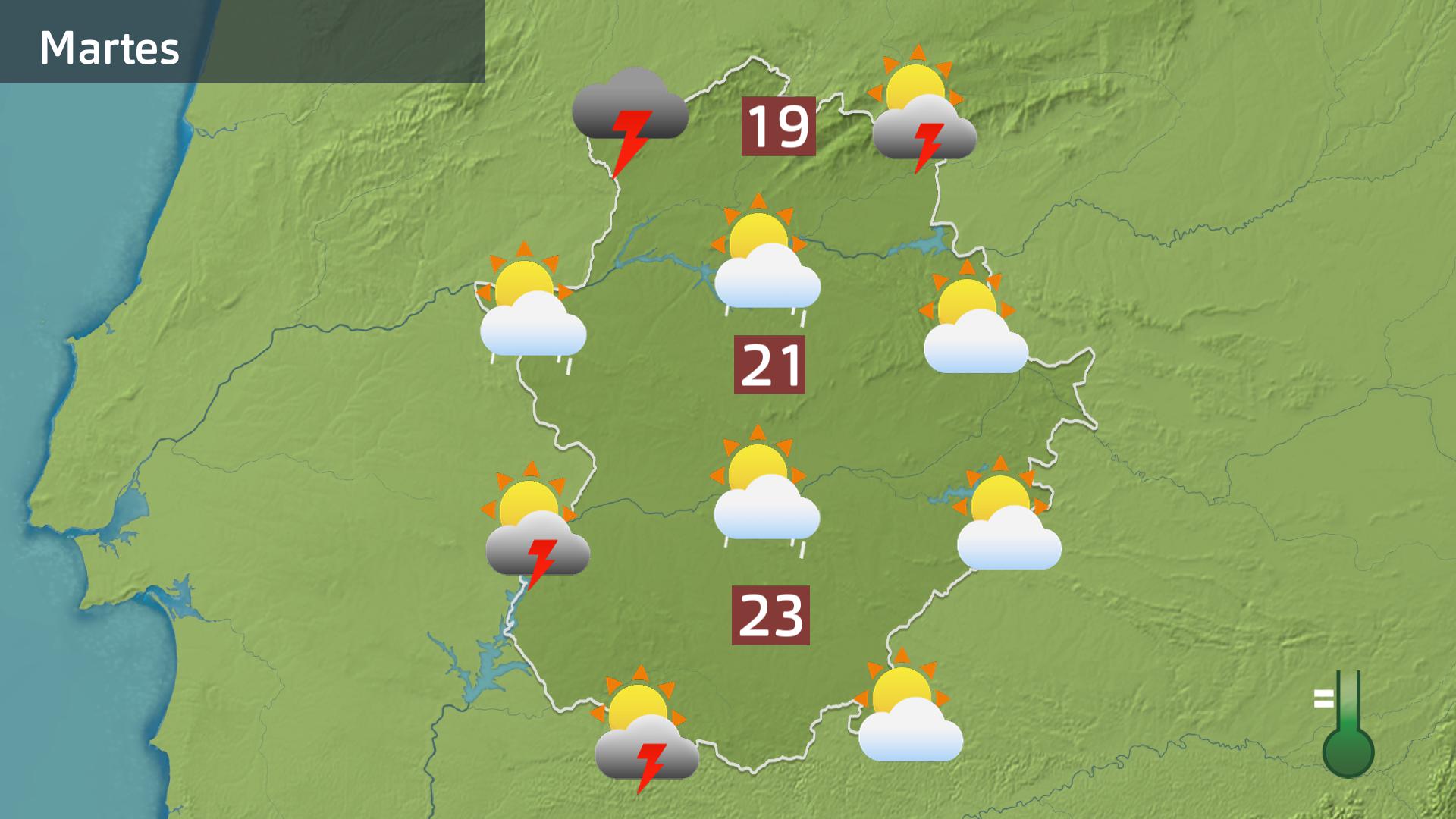 Mapa de previsión para hoy martes 13 de mayo