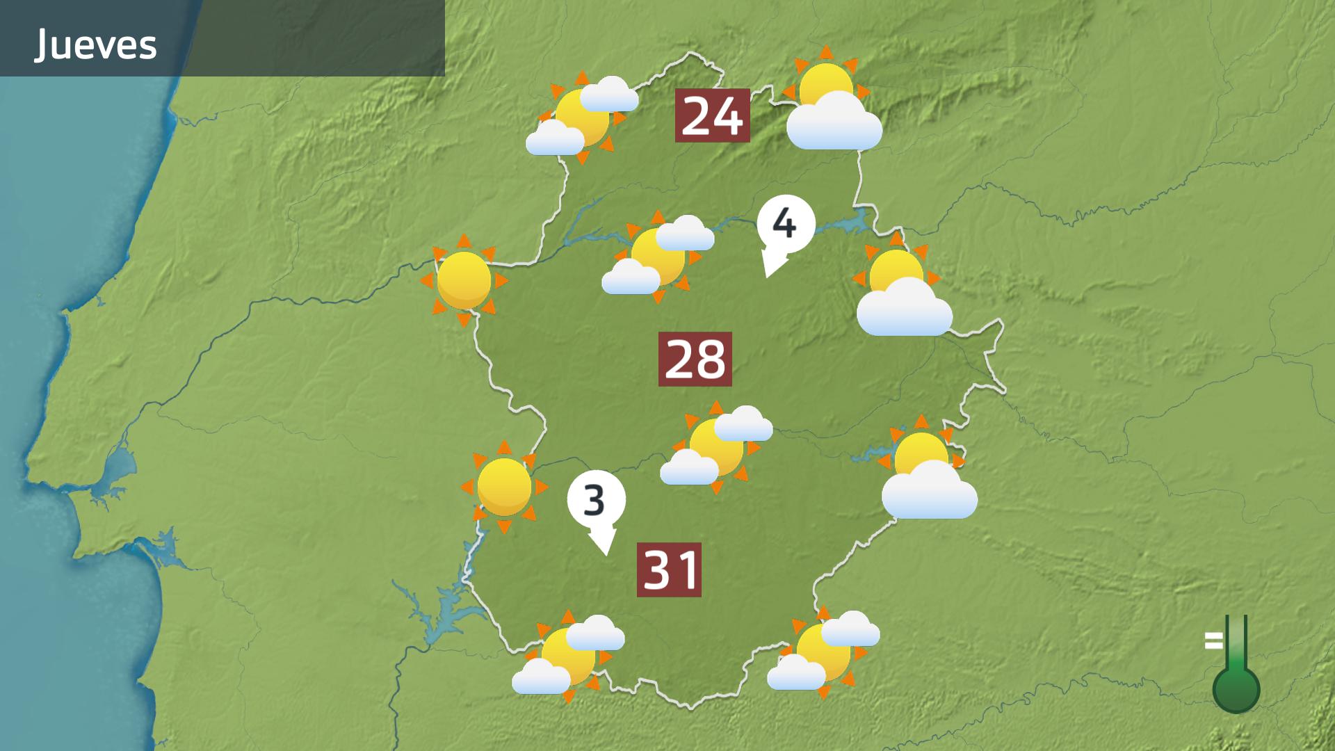 Mapa de previsión para hoy jueves 22 de mayo
