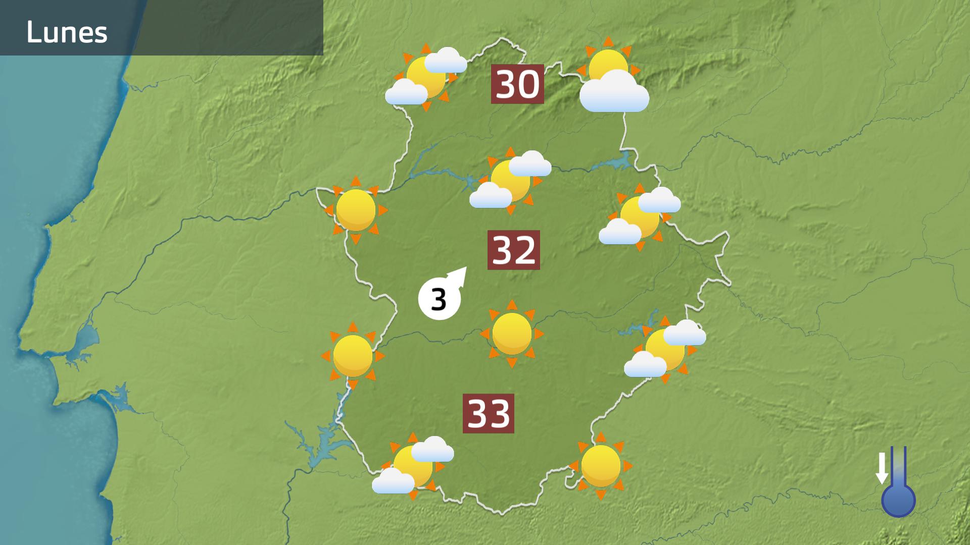 Mapa de previsión para hoy lunes 2 de junio