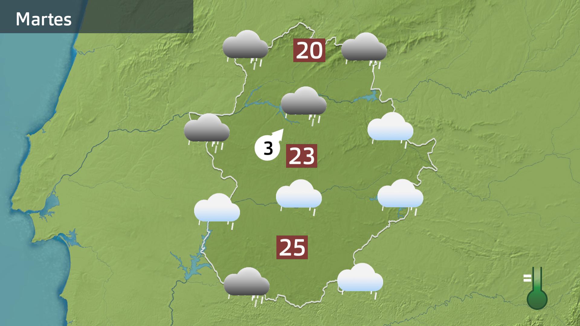 Mapa de previsión para la tarde de hoy martes 28 de octubre