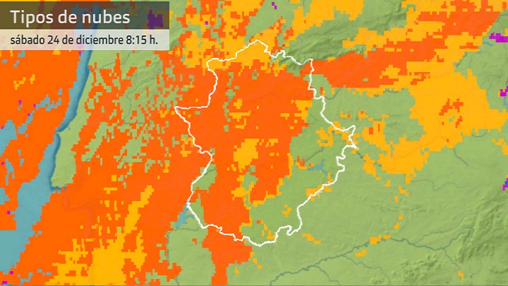 Imagen del Meteosat (tipos de nubes) sábado 24 de diciembre 8:15 h.
