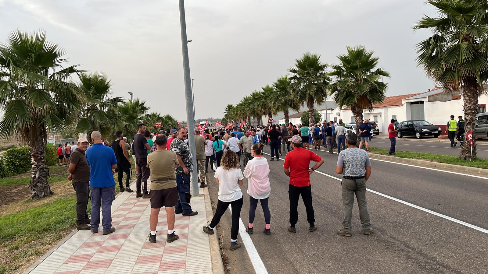 Agricultores en huelga en Zurbarán