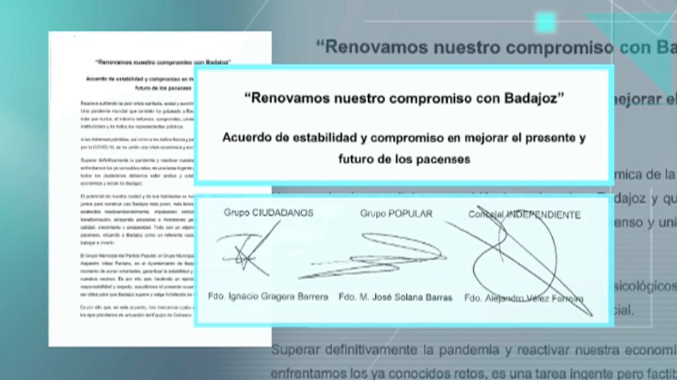 Acuerdo firmado entre PP; Ciudadanos y el concejal no adscrito.