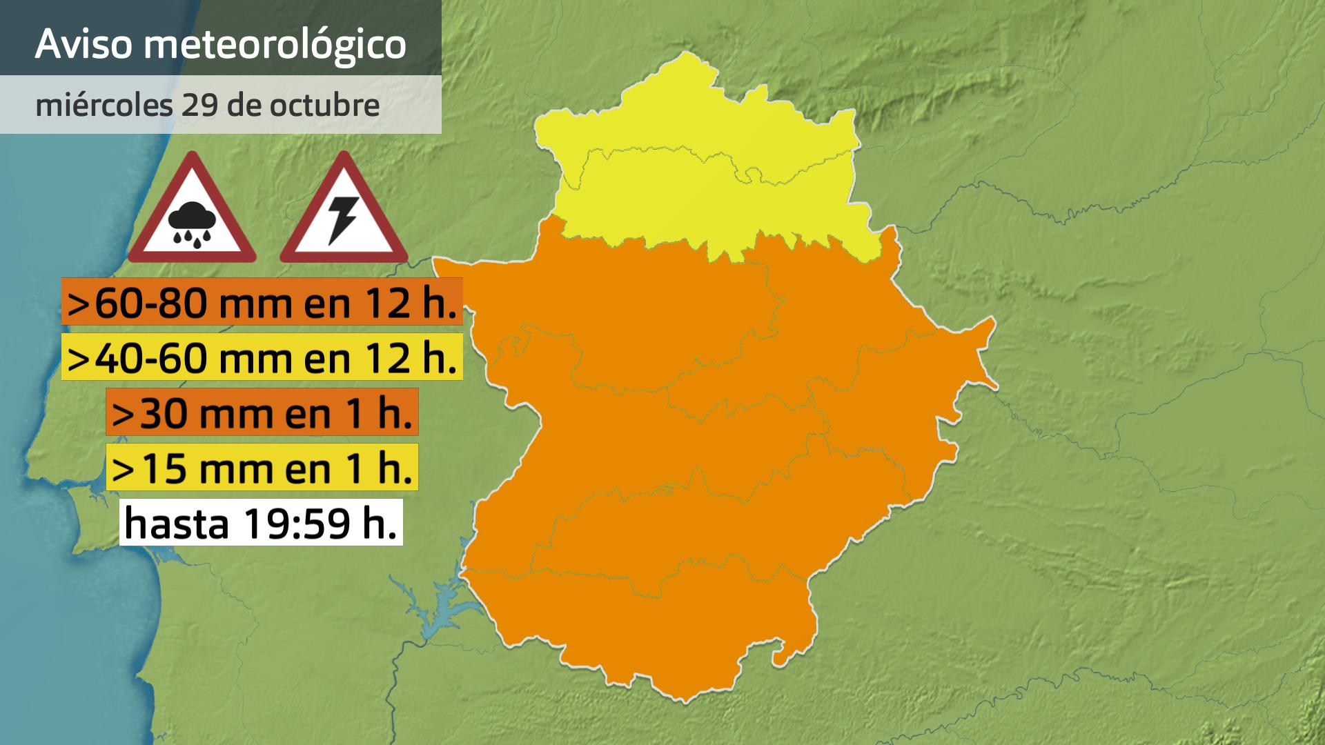 Avisos meteorológicos (Aemet) miércoles 29 de octubre