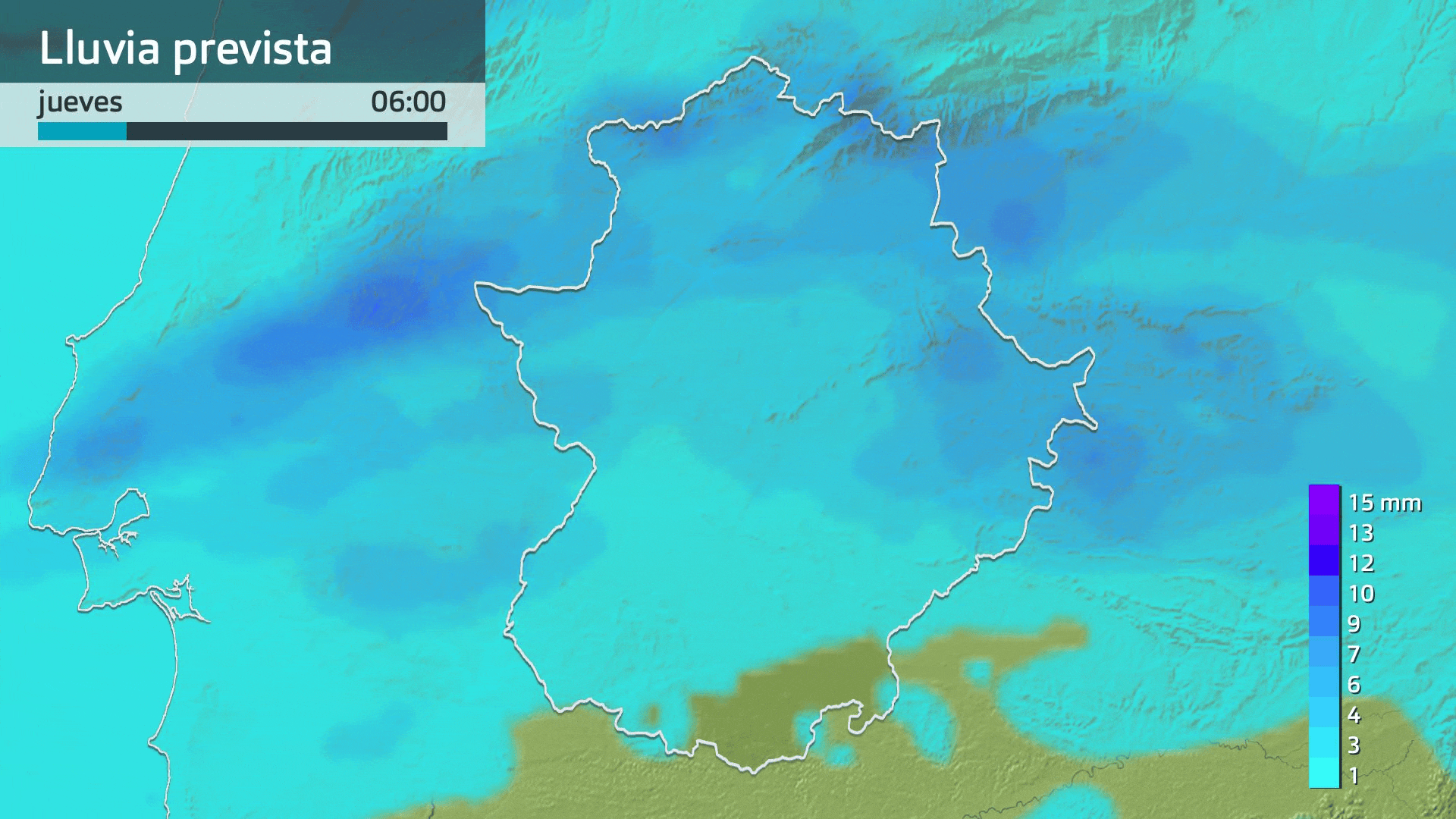 Lluvia prevista para hoy jueves 5 de febrero