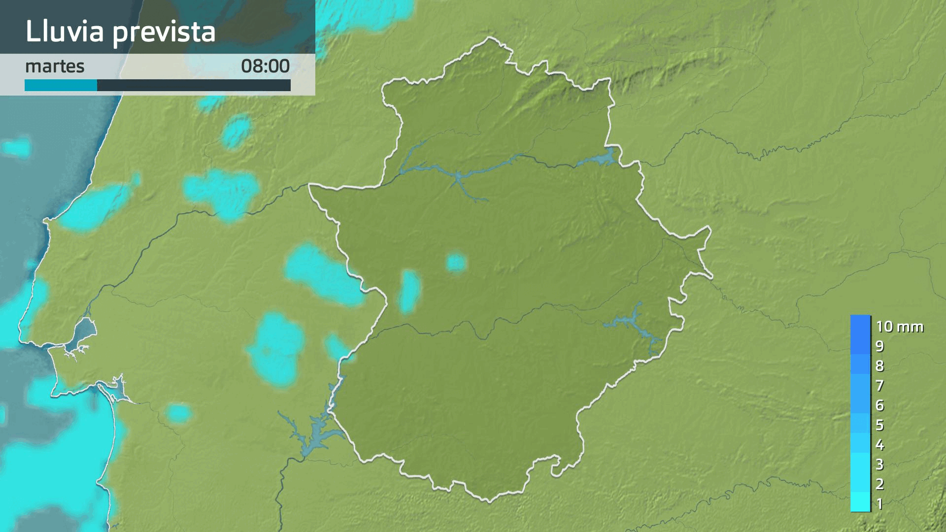 Lluvia prevista para hoy martes 21 de octubre