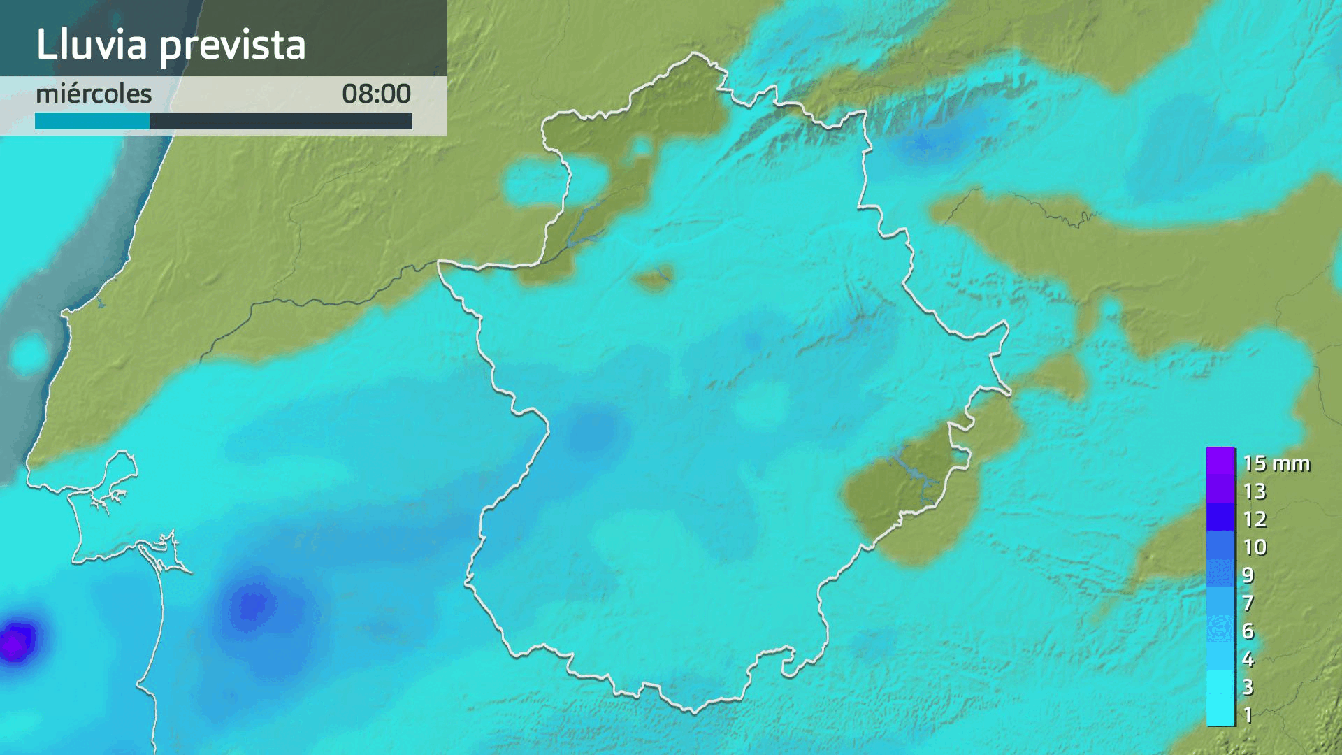 Lluvia prevista para hoy miércoles 29 de octubre