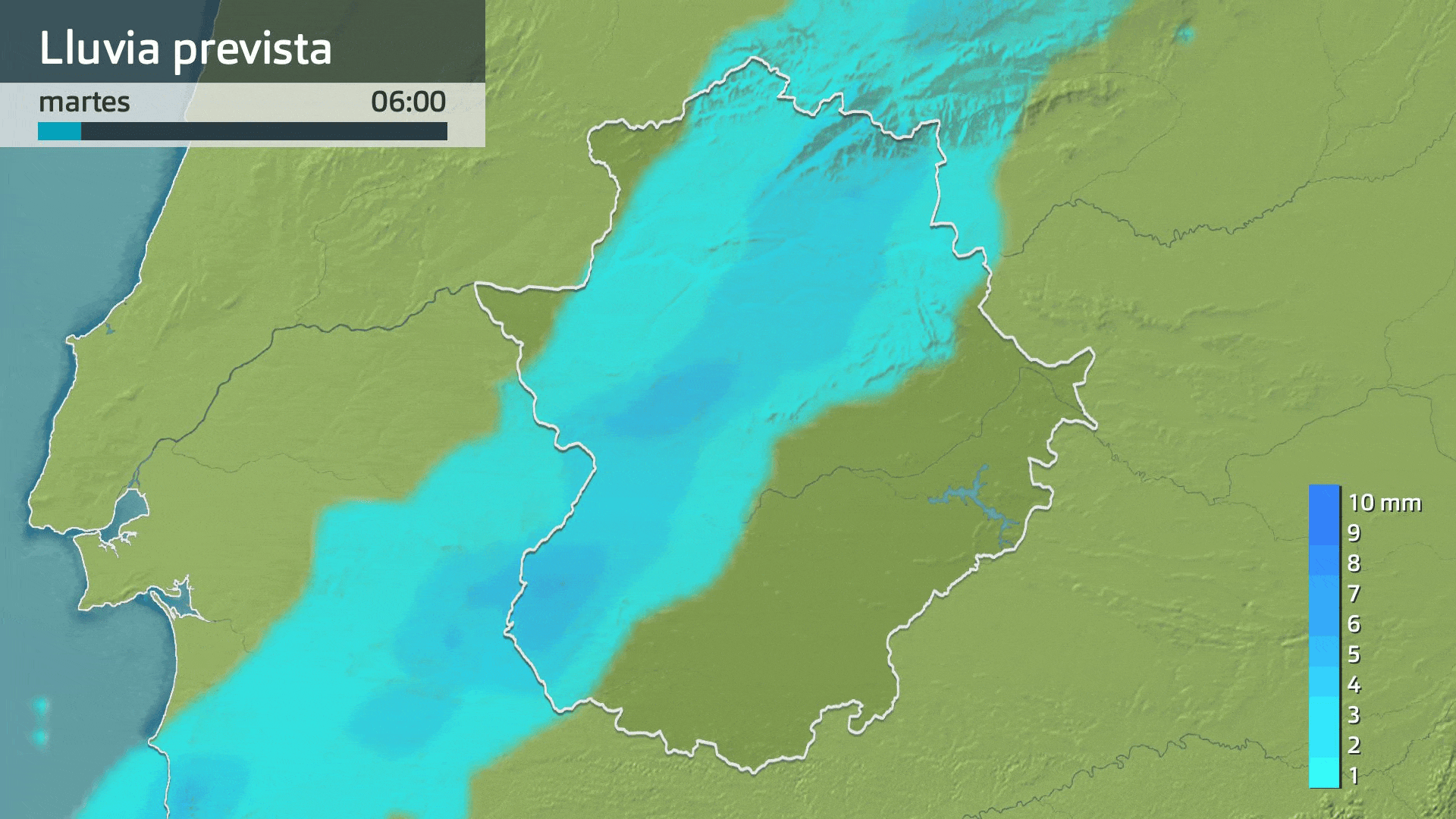 Lluvia prevista para hoy martes 2 de diciembre