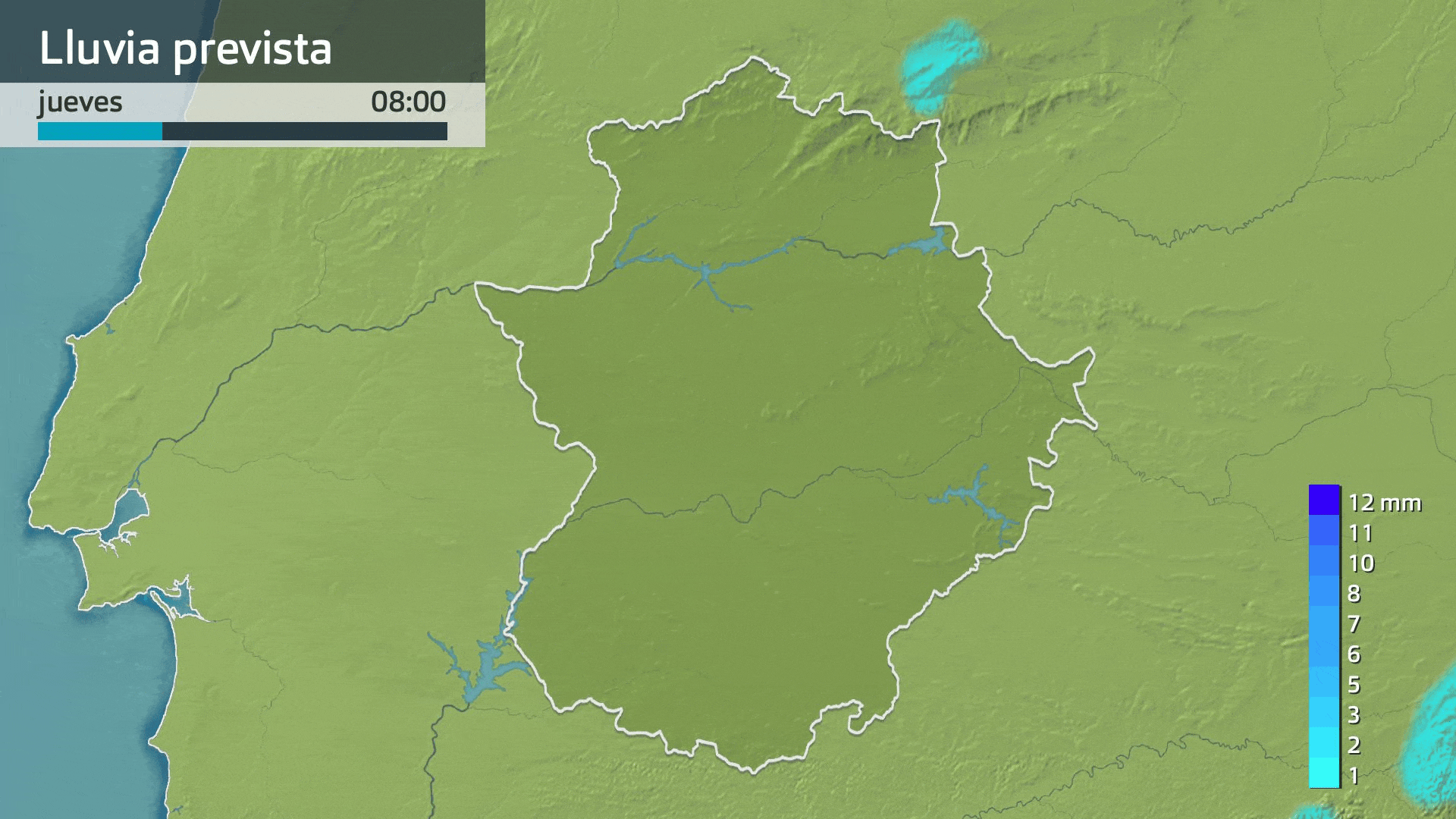 Lluvia prevista para hoy jueves 22 de enero