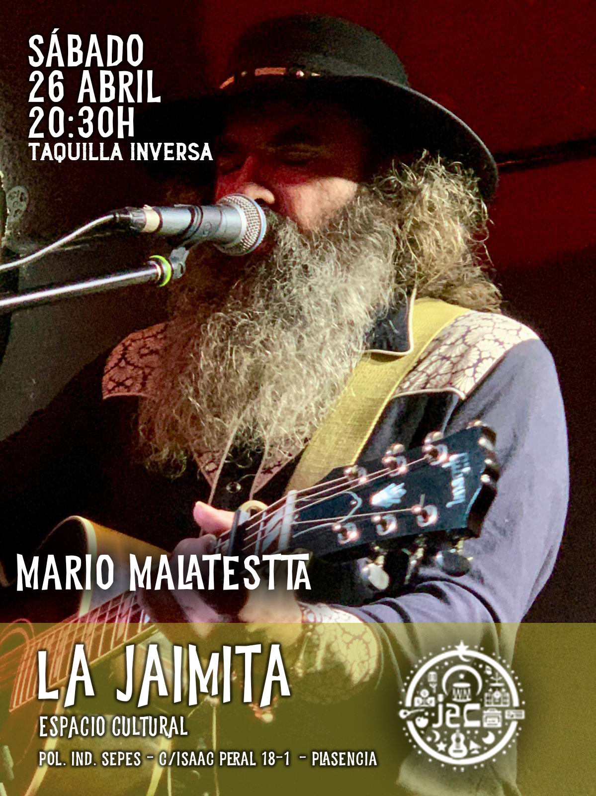 El espacio La Jaimita de Plasencia acogerá los conciertos de Mario Malatestta, Prieto Picado y Paula Ferré
