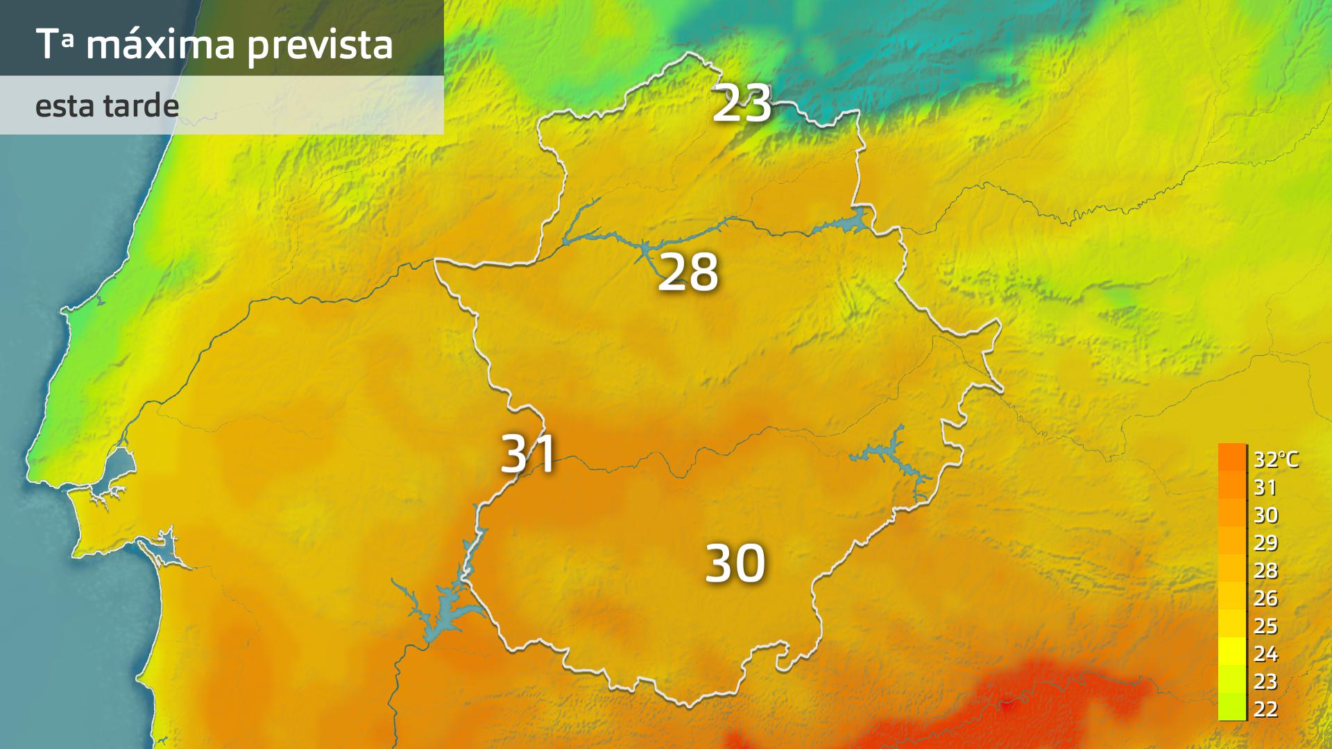 Temperatura máxima prevista para hoy jueves 22 de mayo