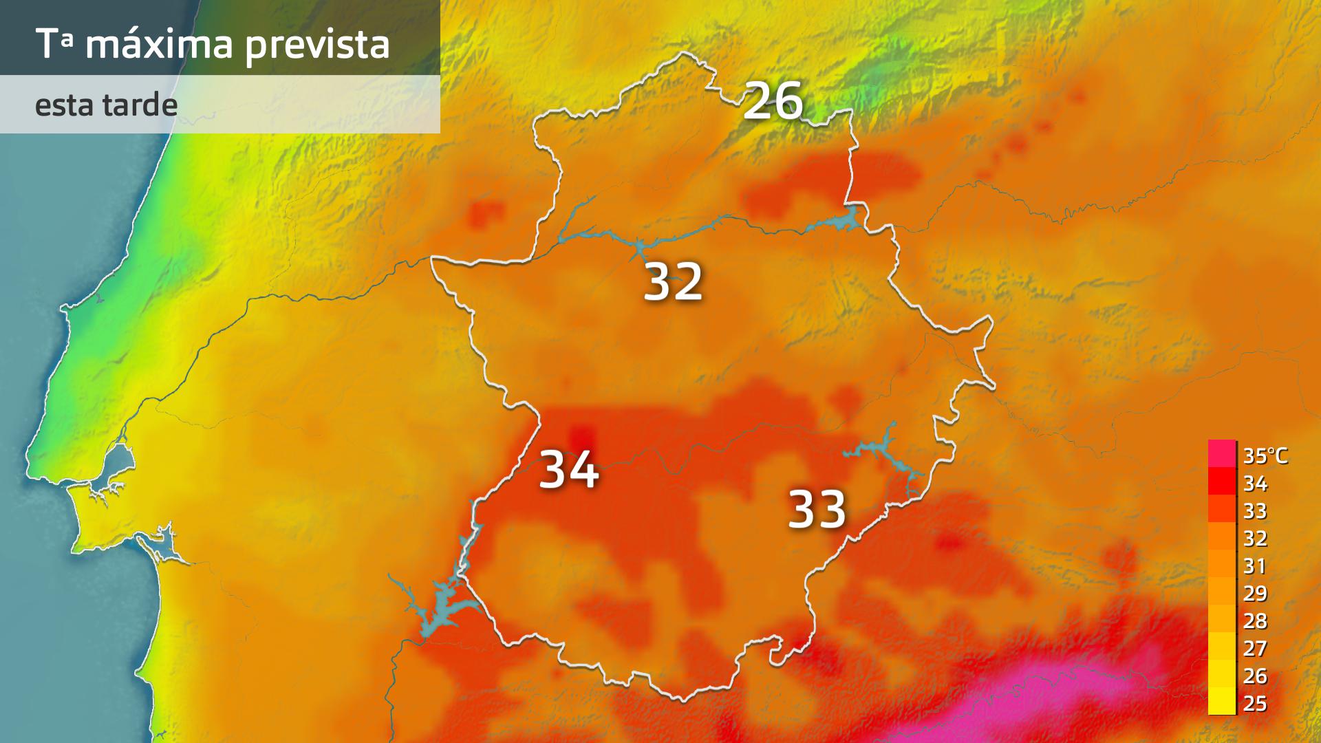 Temperatura máxima prevista para hoy lunes 26 de mayo