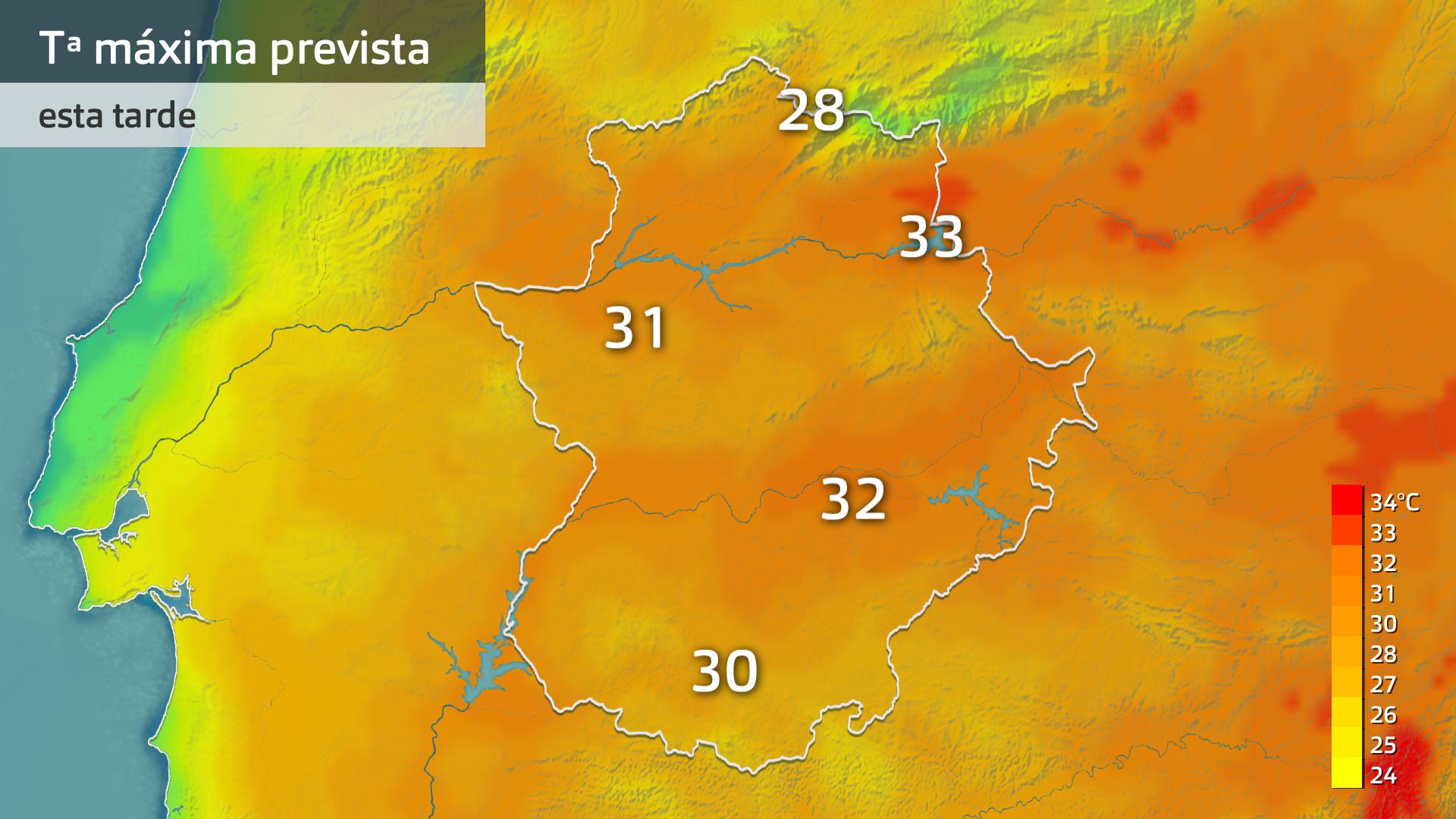 Temperatura máxima prevista para hoy lunes 2 de junio
