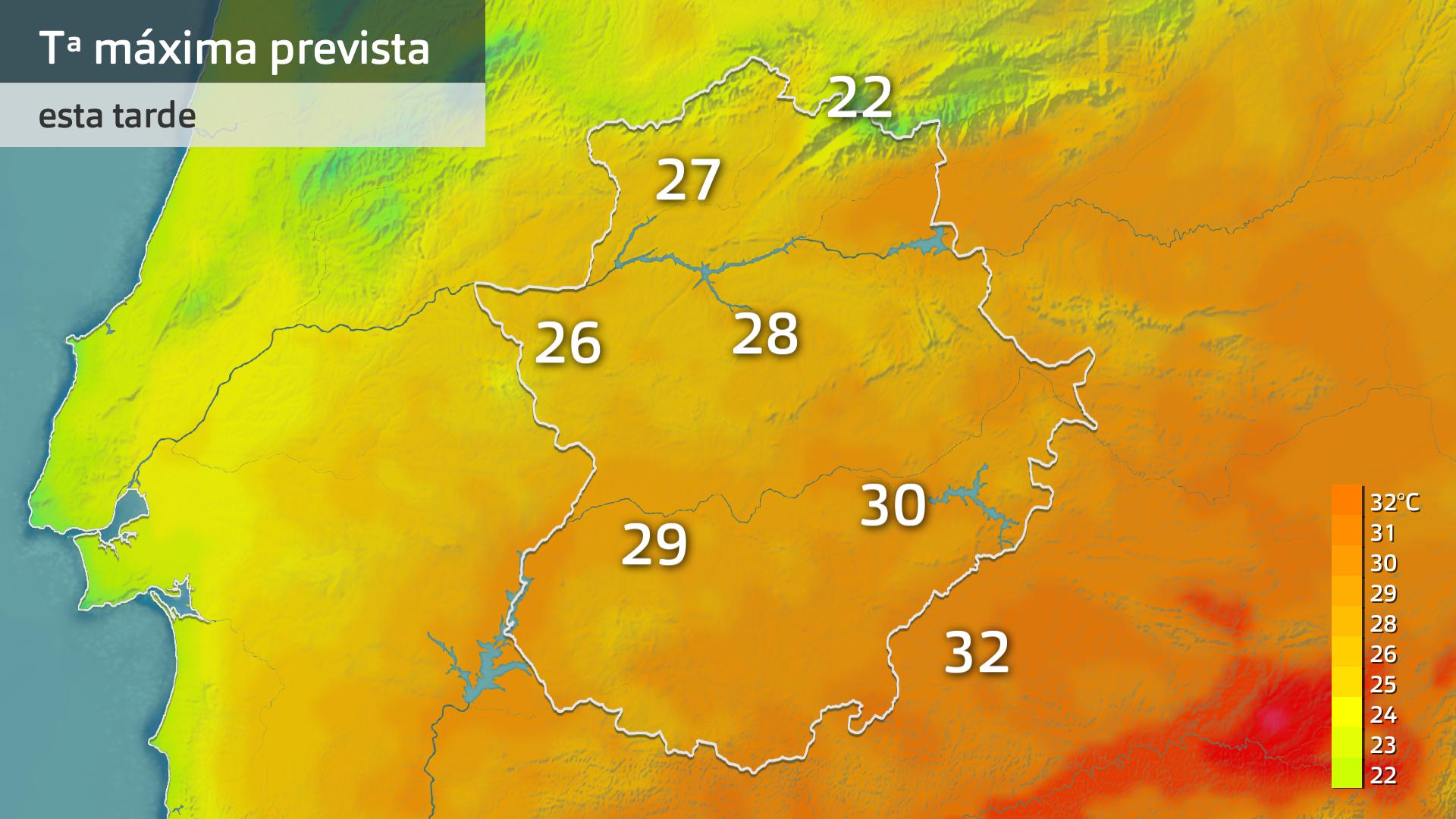 Temperatura máxima prevista para hoy jueves 12 de junio