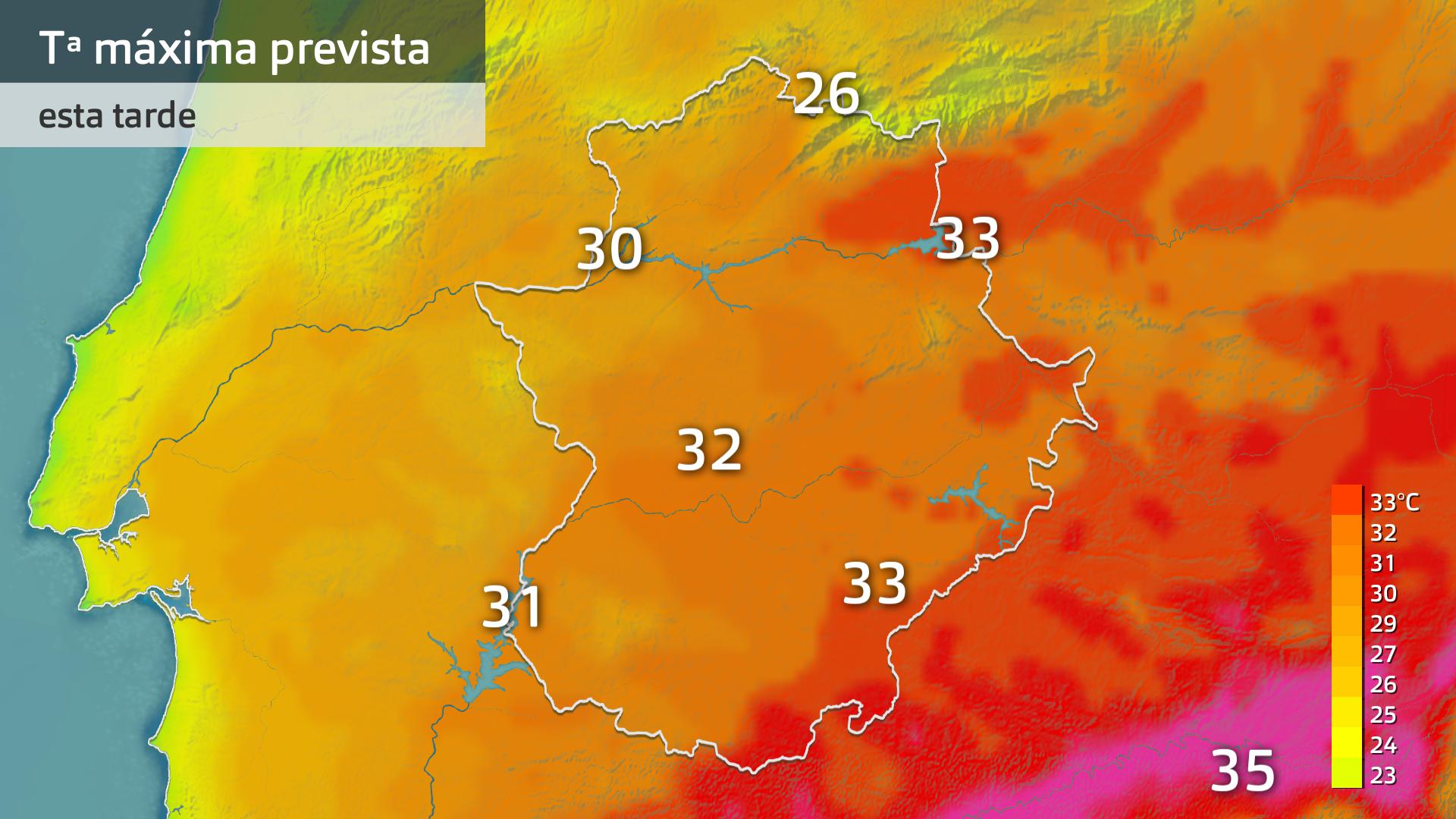 Temperatura máxima prevista para hoy viernes 13 de junio
