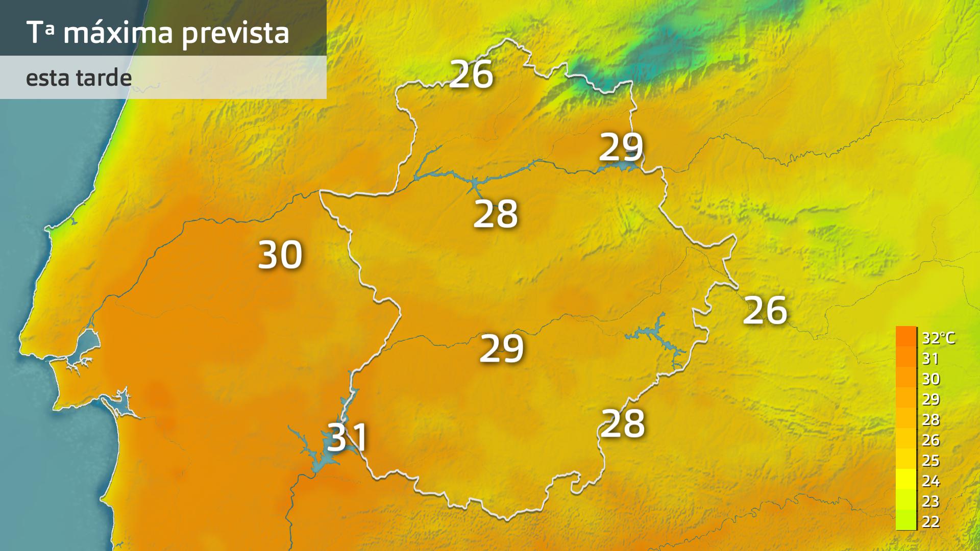 Temperatura máxima prevista para hoy martes 14 de octubre