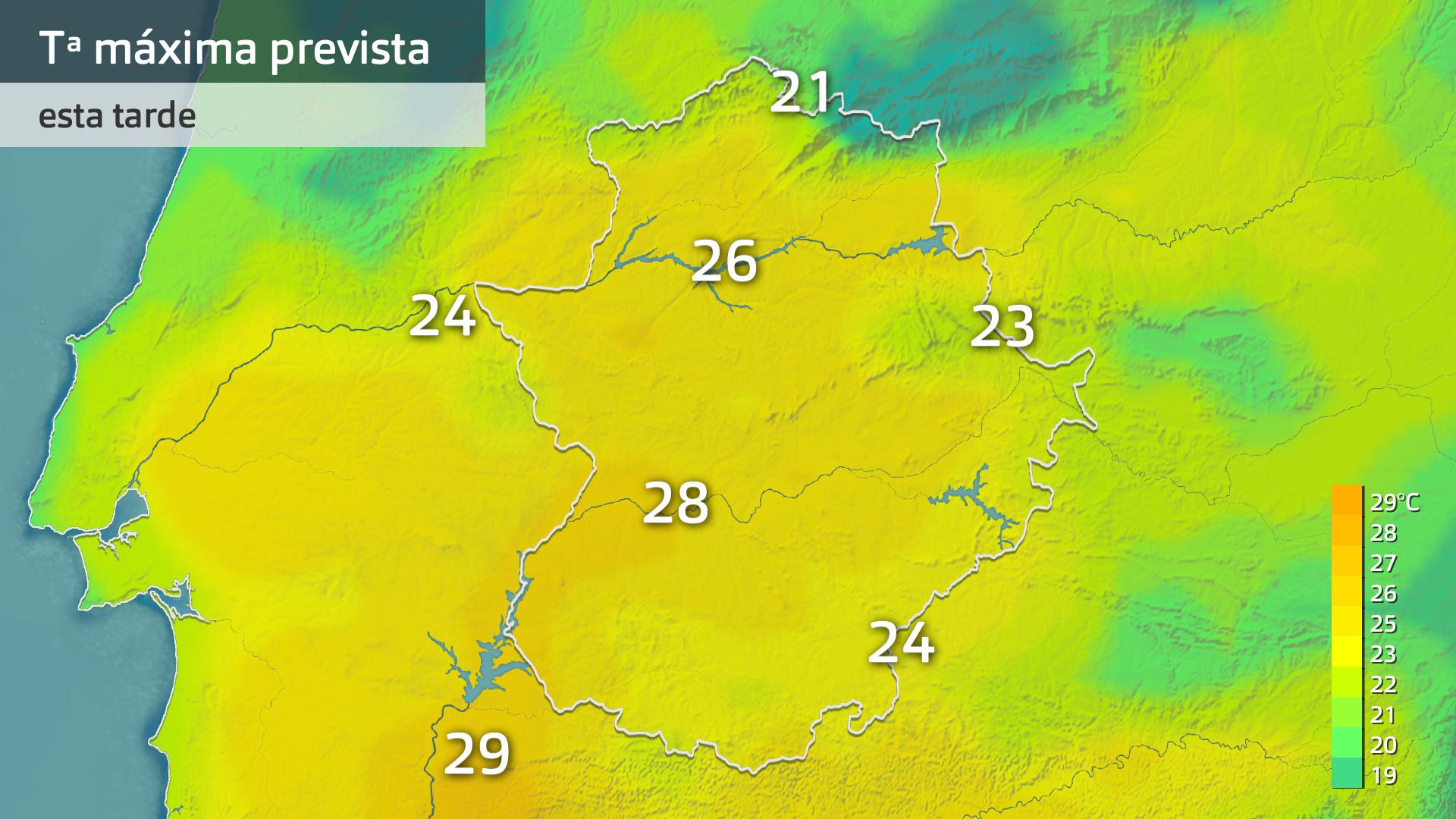 Temperatura máxima prevista para hoy martes 21 de octubre