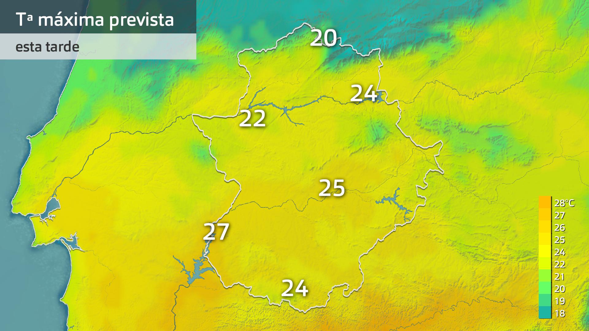 Temperatura máxima prevista para hoy jueves 23 de octubre