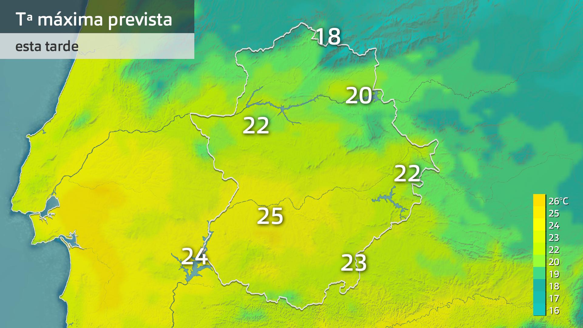 Temperatura máxima prevista para hoy lunes 27 de octubre