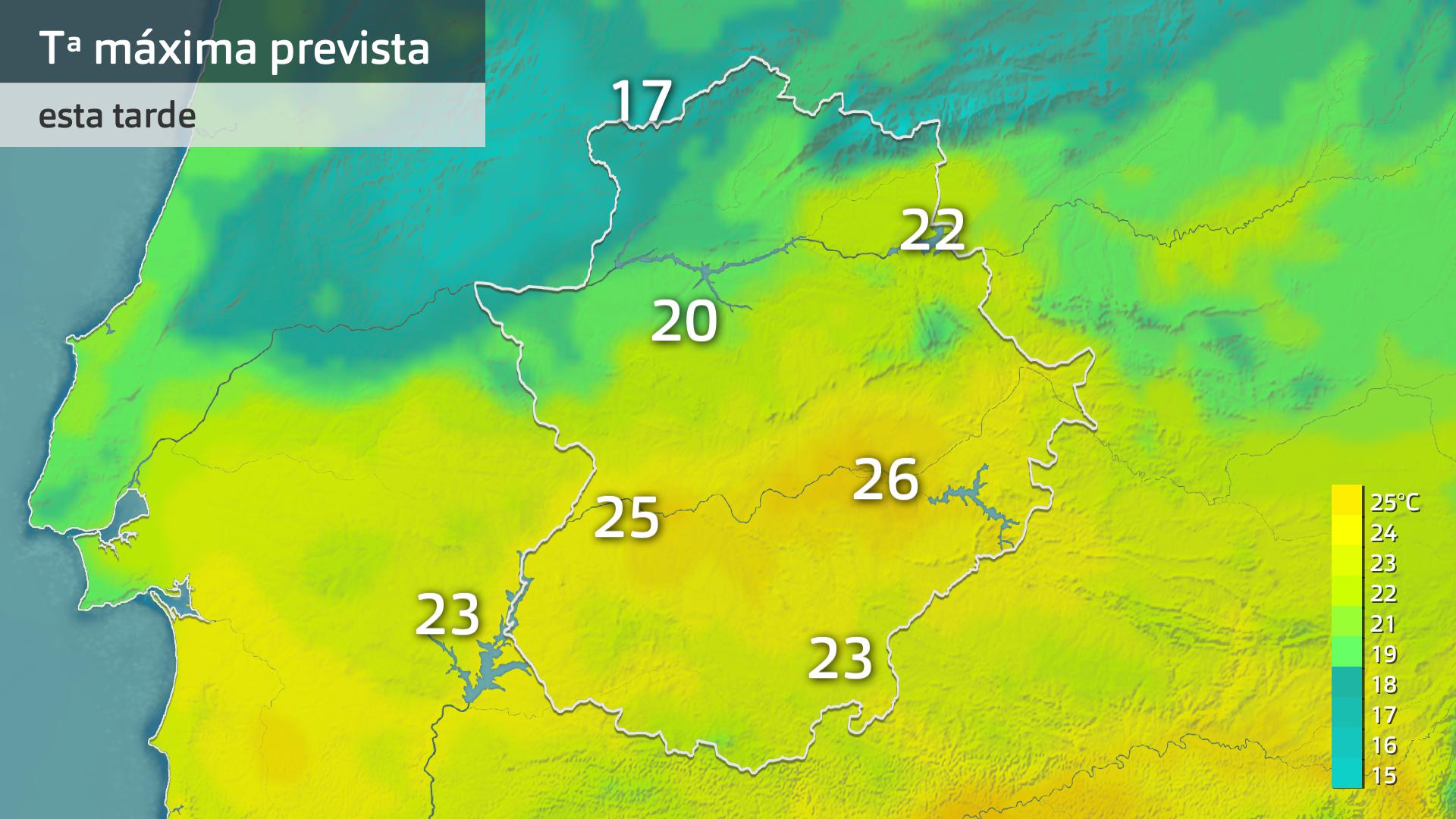 Temperatura máxima prevista hoy martes 28 de octubre
