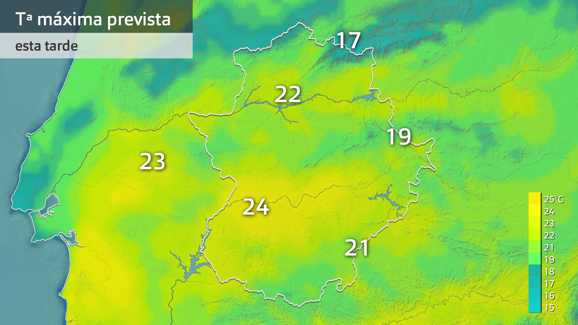 Temperatura máxima prevista para hoy martes 24 de febrero