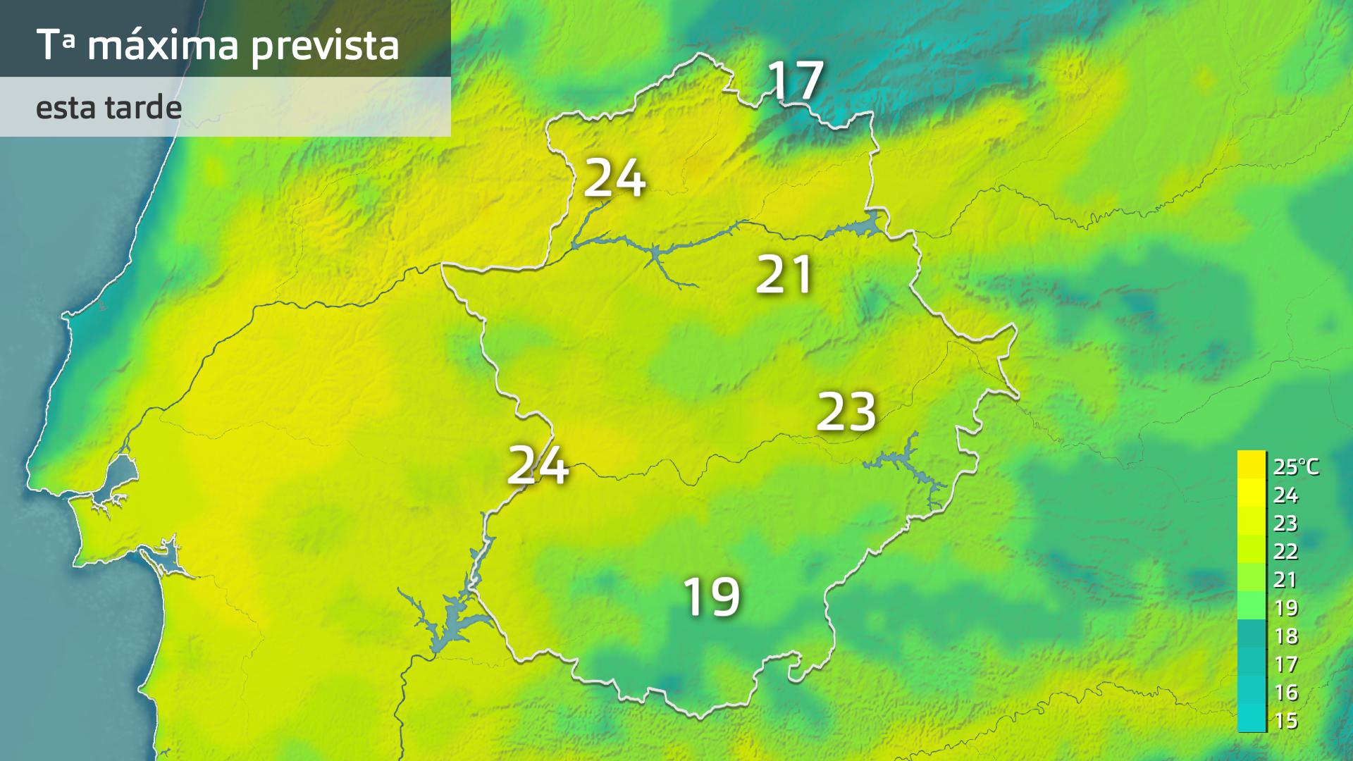 Temperatura máxima prevista para hoy miércoles 25 de marzo