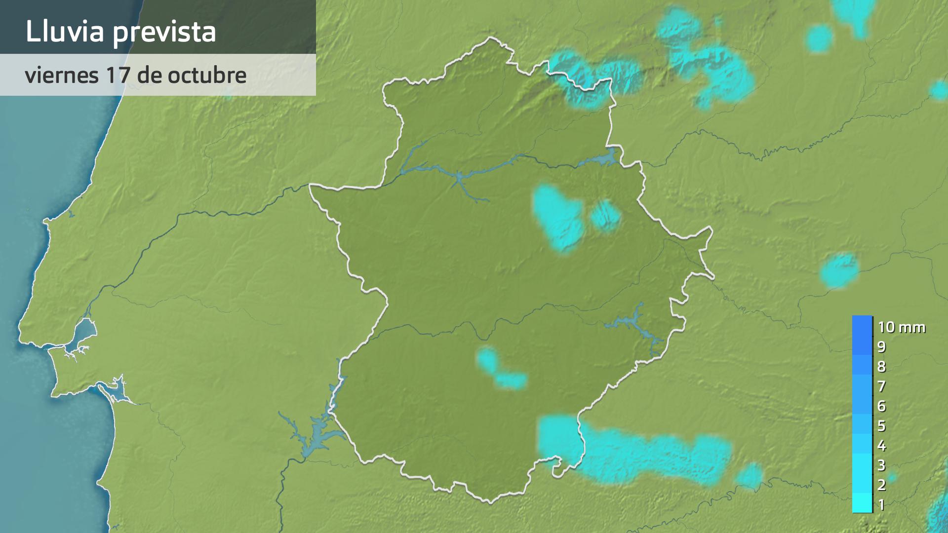 Lluvia prevista para hoy viernes 17 de octubre