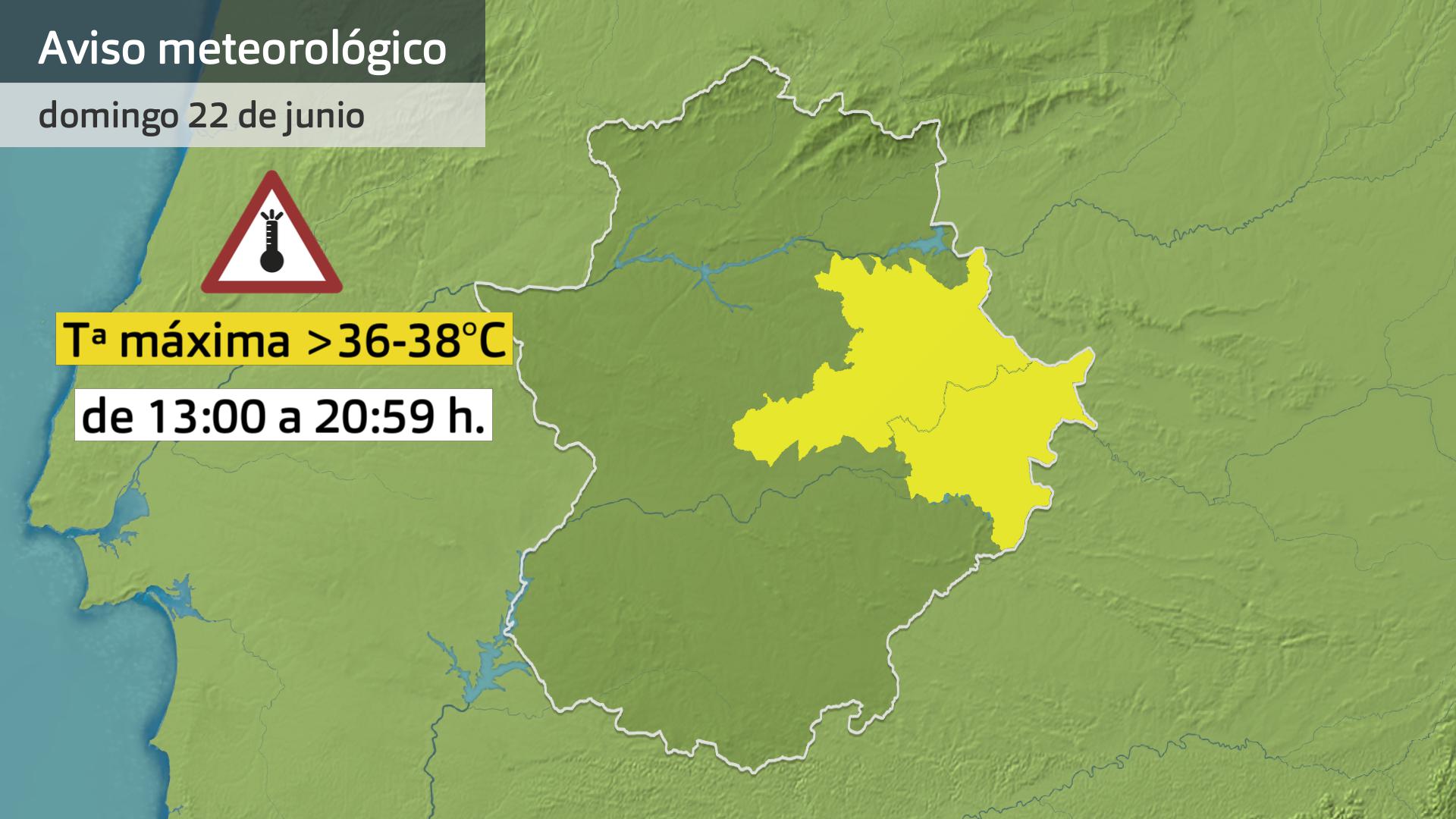 Mapa de avisos del 22 de junio