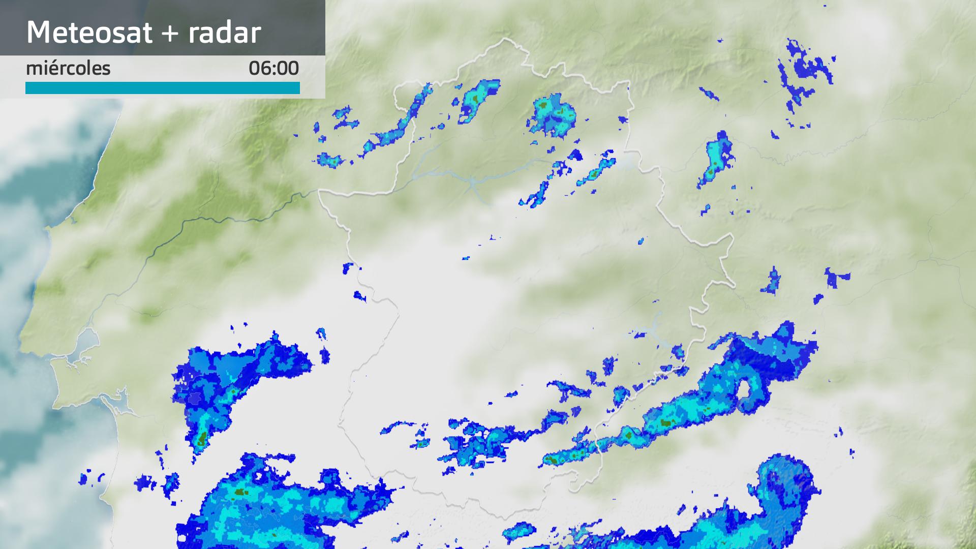Imagen del Meteosat + radar meteorológico miércoles 29 de octubre 6 h.