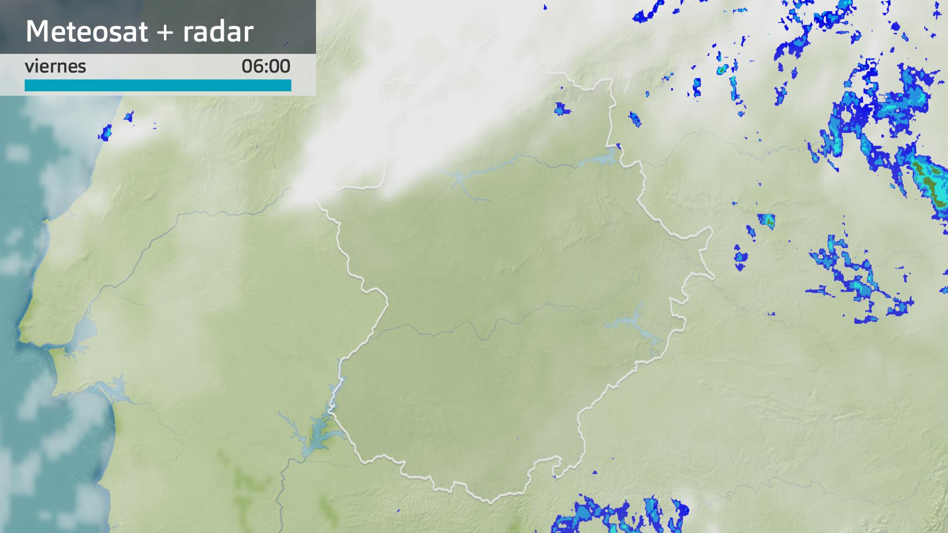 Imagen del Meteosat + radar meteorológico viernes 16 de enero 6 h.