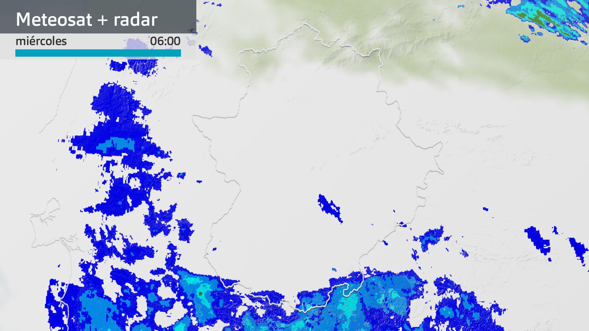 Imagen del Meteosat + radar meteorológico miércoles 4 de febrero 6 h.