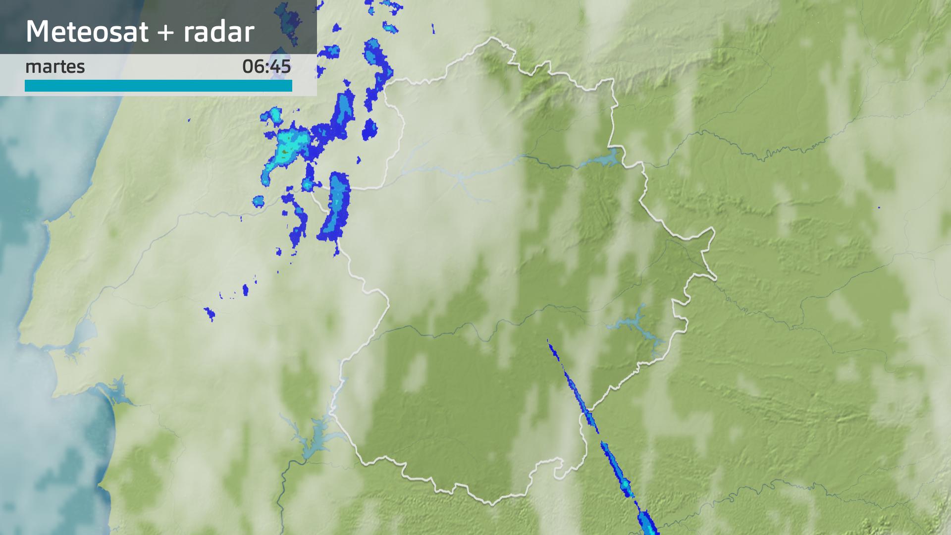 Imagen de Meteosat + radar meteorológico martes 30 de abril 6:45 h.