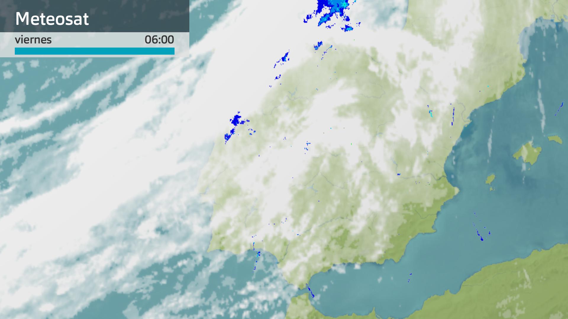 Imagen del Meteosat + radar meteorológico viernes 31 de octubre 6 h.