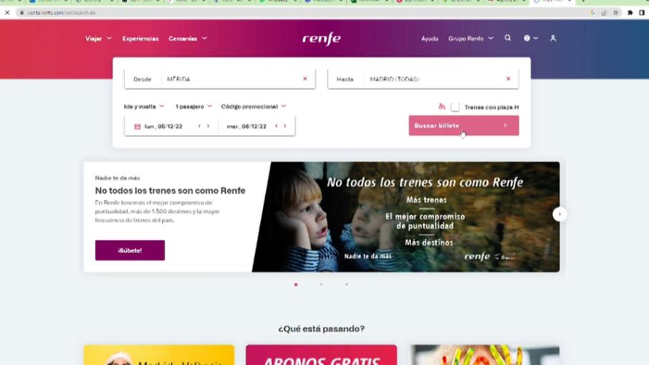 Transportes rebaja de 16 a 8 el mínimo de viajes para los abonos gratuitos de Renfe