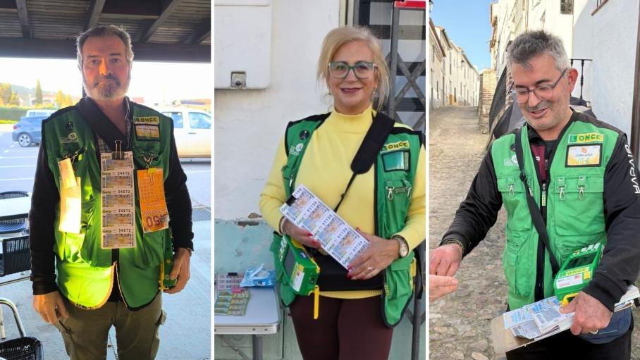 Antonio Miguel Taborda, Juana García Sánchez y Juan José Najarro, vendedores de la ONCE
