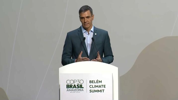 Pedro Sánchez en la Conferencia de las Naciones Unidas sobre el Cambio Climático celebrada en Belém, Brasil