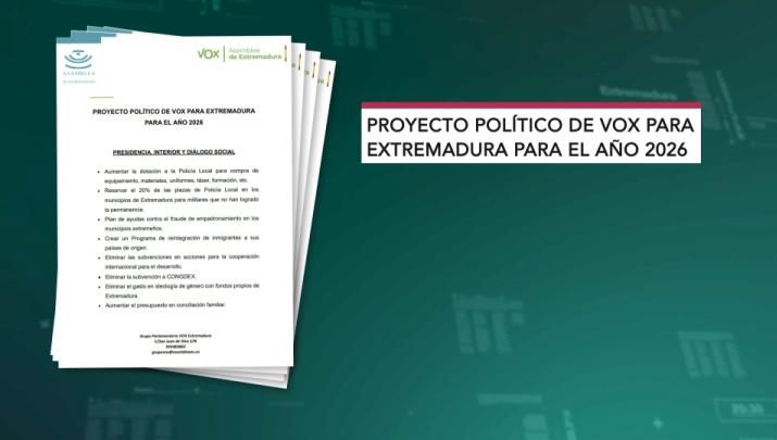 Grafismo del documento del proyecto político de Vox para Extremadura